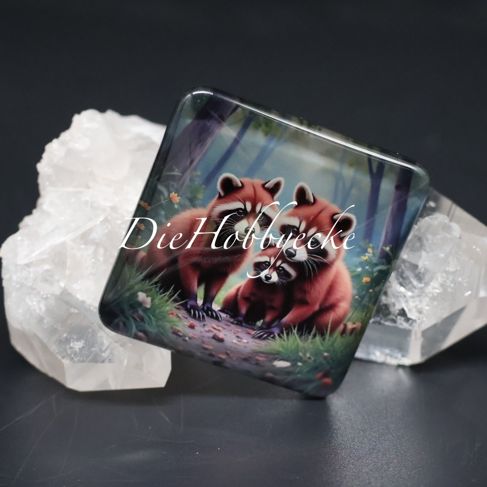 Diamond Painting Cover Minder Rote Pandafamilie