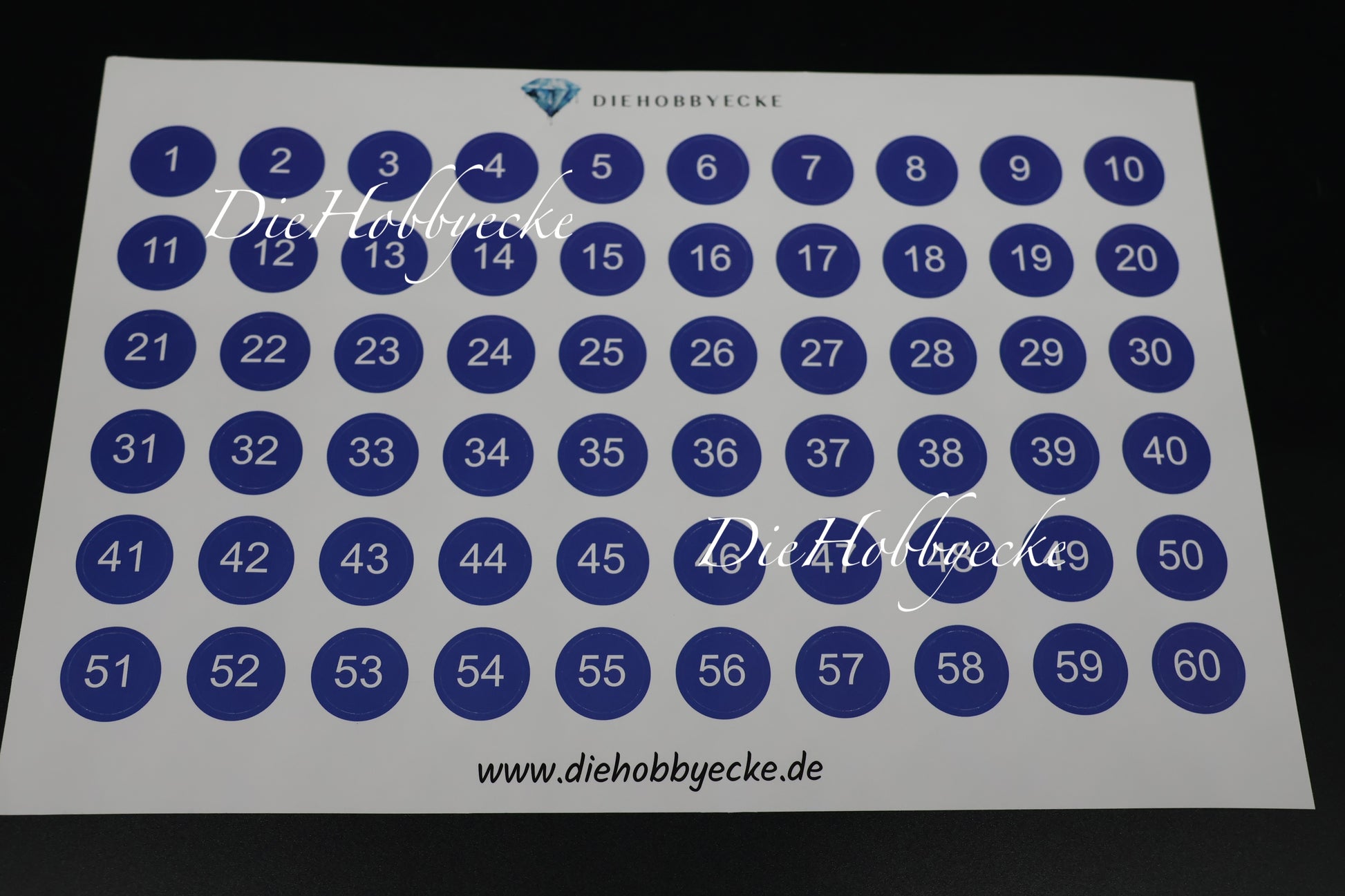 Diamond Painting Zahlen-Sticker 1-60