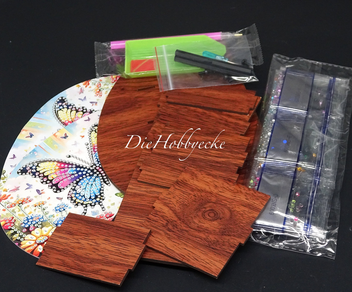Diamond Painting Halter aus Holz für Stifte&Fernbedienung Motiv Schmetterling