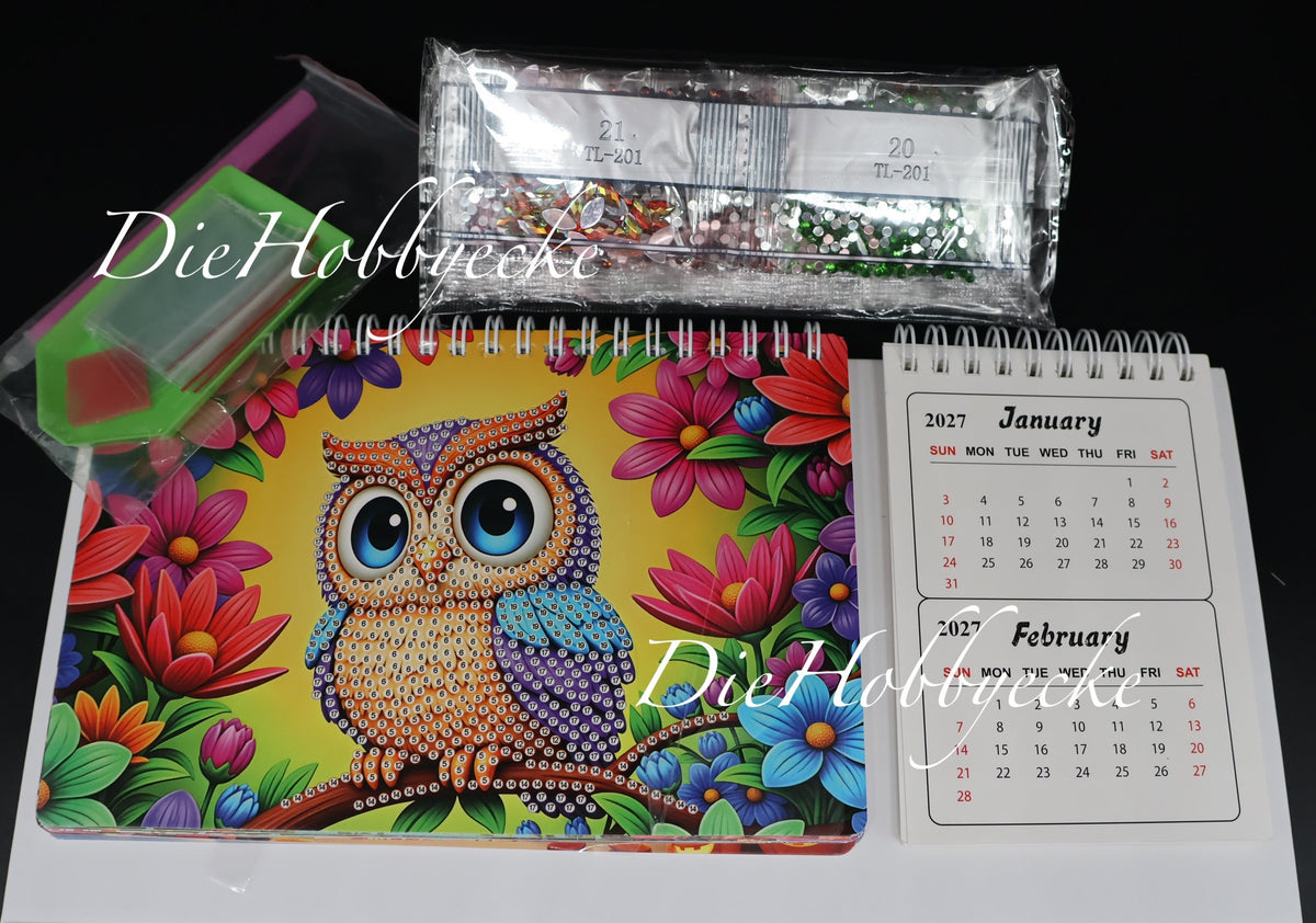 Diamond Painting Kalender 2027 Motiv Eulen