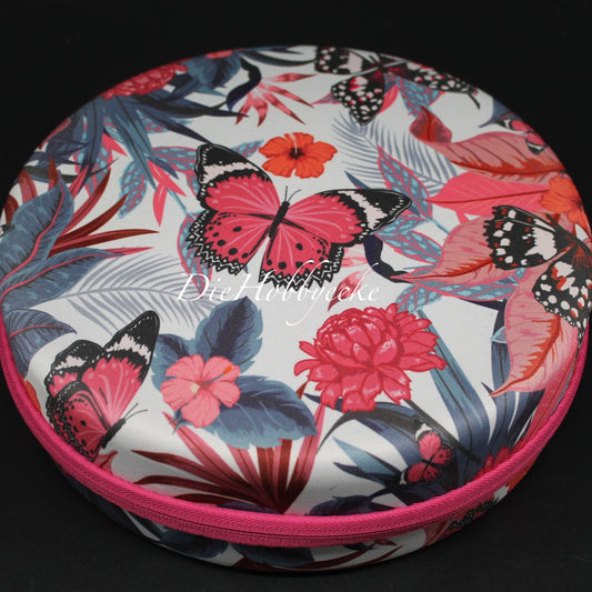 Diamond Painting Koffer Hibiskus-Blüten Schmetterlinge