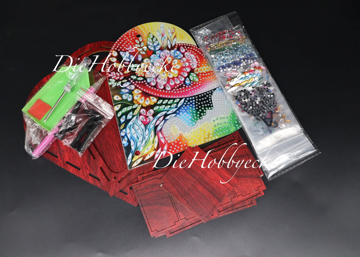Diamond Painting Herz Holz-Schatulle mit Dame
