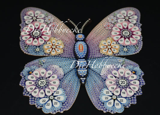 Diamond Painting 3 bunte Schmetterlinge auf Holz für Wand