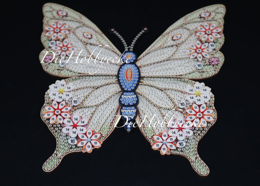 Diamond Painting 3 hell bunte Schmetterlinge auf Holz