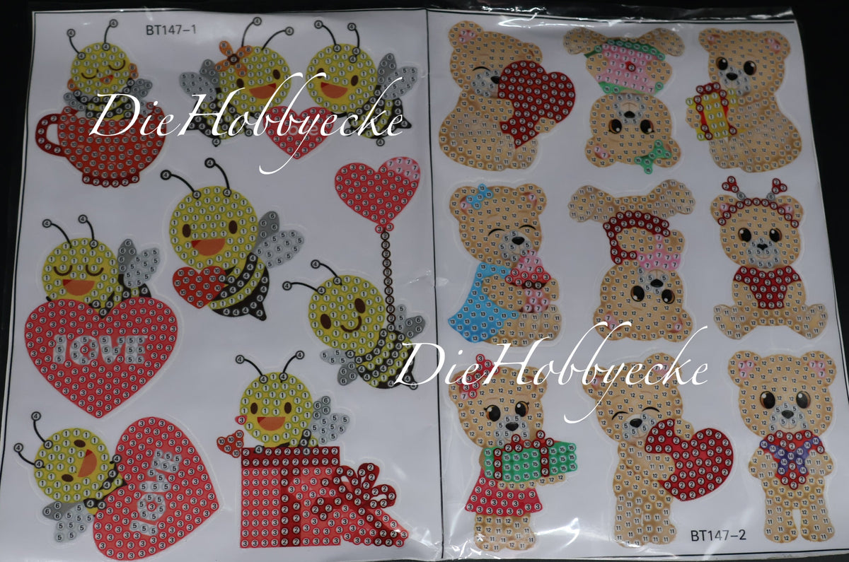 Diamond Painting LOVE Sticker Bienchen und Bärchen