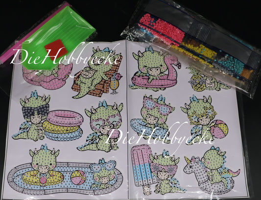 Diamond Painting putzige Sticker Bade-Drachen