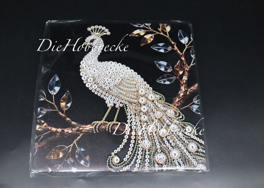 Diamond Painting Teilbild gold weißer Pfau 