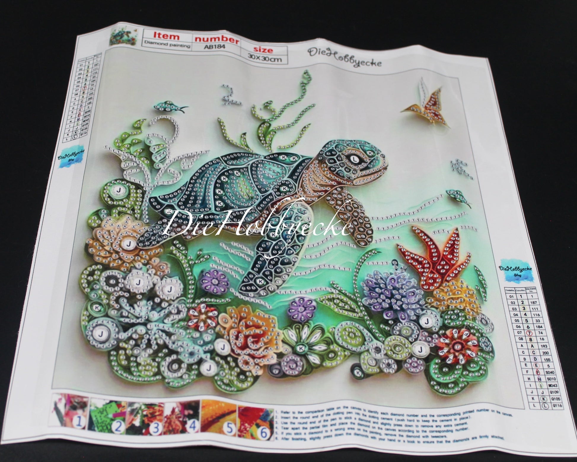 Diamond Painting Teilbild Schildkröte im Meer 