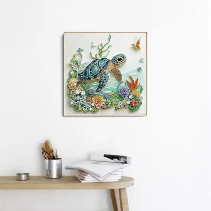 Diamond Painting Teilbild Schildkröte im Meer 