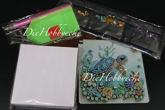 Diamond Painting Zettelbox aus Holz mit Schild