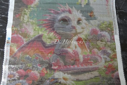 diamond painting Künstlerbild Drache Smiley