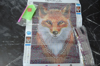 Diamond Painting Teilbild Fuchs mit Strass Steinen