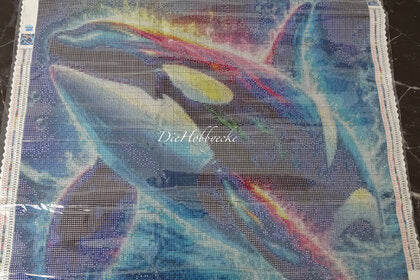 Diamond Painting Bild 50x50 Wal Orci 120x Harz-/AB-Fairy Dust-Steine with DiamondPaintingBee