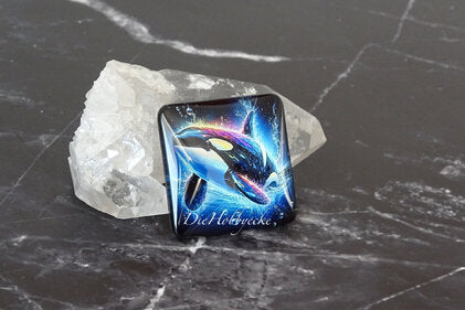 Diamond Painting Bild 50x50 Wal Orci 120x Harz-/AB-Fairy Dust-Steine with DiamondPaintingBee