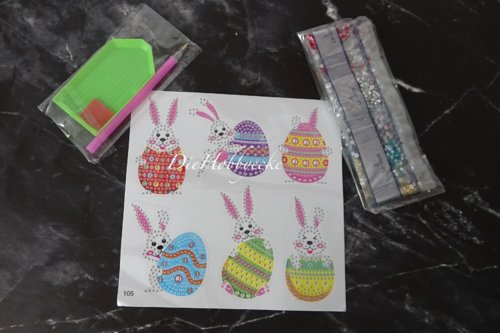 Diamond Painting Ostersticker mit Hasen und Eier