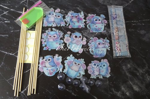 Diamond Painting Blumentopf Stecker Eulen