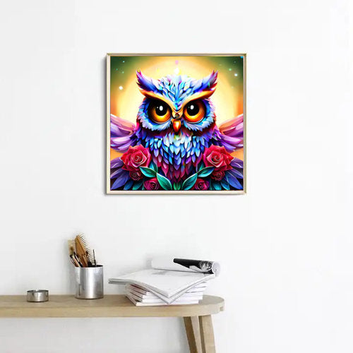 Diamond Painting Bild leuchtende Eule