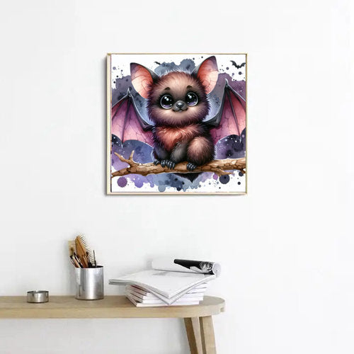 Diamond Painting Bild 50x50 Fledermaus Toni Harz-/Metallic-Steine with Pummelhummel