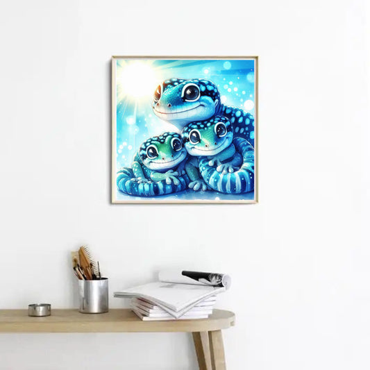 Diamond Painting Strass-Bild Familie Gecko