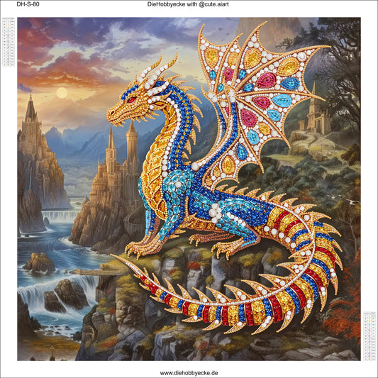 Diamond Painting Teilbild der Wächter-Drache