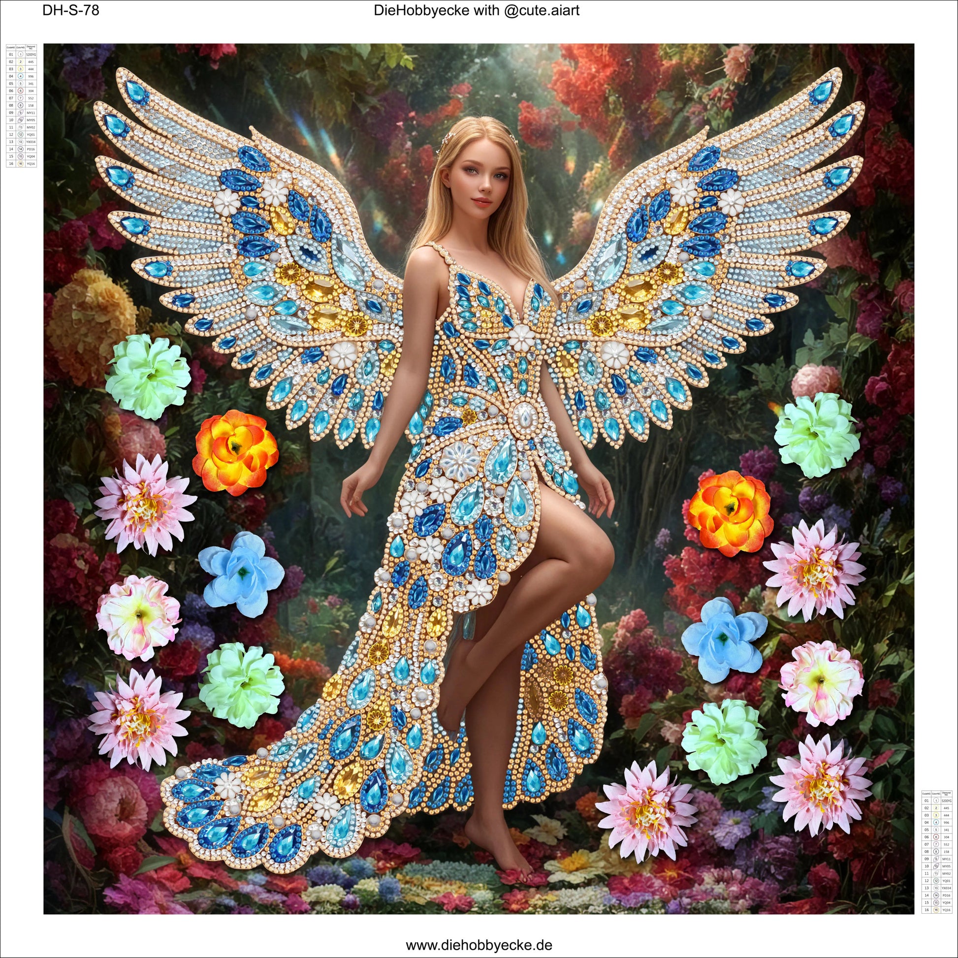 Diamond Painting Teilbild Blumen-Engel