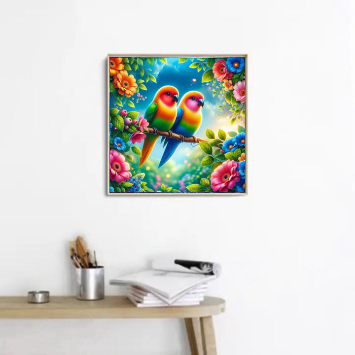 Diamond Painting Bild Papageien-Pärchen Kiwi&Mango