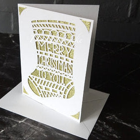Kreative Ideen / Geschenkkarte Merry Christmas to you mit Gold-Glitzer