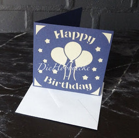 DieHobbyecke Geschenkkarte Geburtstag blau Luftallons