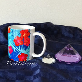 DieHobbyecke Tasse Hibiskusblüten blau rot