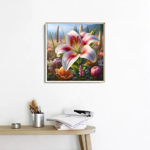 Diamond Painting KI-Künstlerbild Blume Lilie