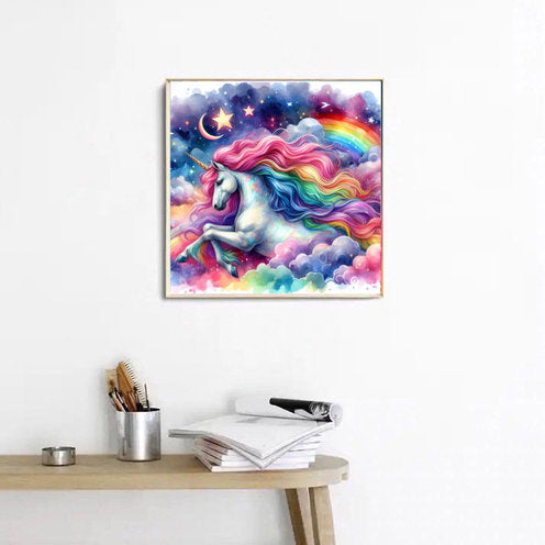Diamond Painting KI-Künstlerbild buntes Einhorn
