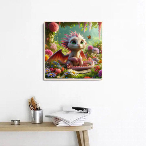 diamond painting Künstlerbild Drache Smiley
